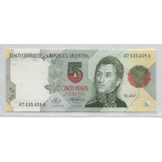 ARGENTINA COL. 739a BILLETE DE $ 5 CONVERTIBLES SIN CIRCULAR UNC 